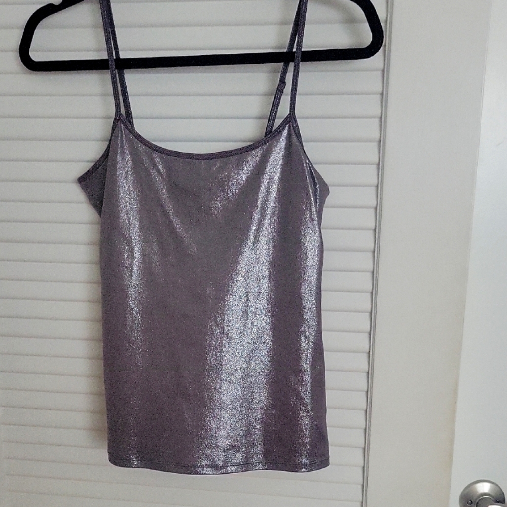 White House Black Market Metallic Silver Tank